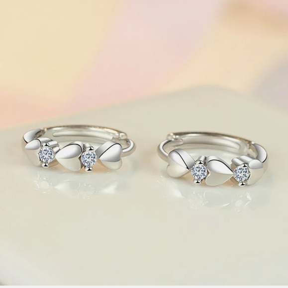New Fashion Heart 925 Silver Hoop Earrings - Picture 6 of 13